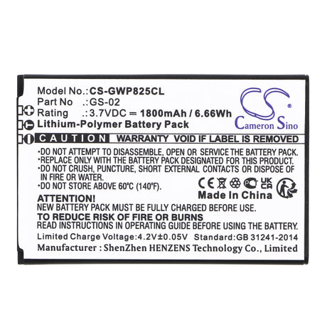 3.7V, Li-Polymer, 1800mAh, Cordless Phone battery fits Grandstream, Gs-02, Wp822, Wp825, 6.66Wh Cordless Phone Cameron Sino Technology Limited (Cordless Phone)