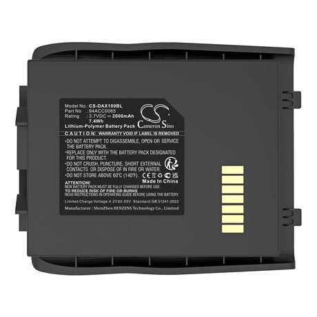 3.7V, Li-Polymer, 2000mAh, Barcode Scanner battery fits Datalogic, 50-btec, Lynx, 7.4Wh Barcode Scanner Cameron Sino Technology Limited