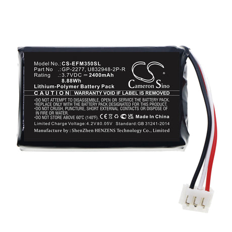3.7V, Li-Polymer, 2400mAh, Equipment battery fits Exfo, Gp-2277, PPM-350D, Ppm-350d Pon Power Meter, 8.88Wh Equipment, Survey, Test Cameron Sino Technology Limited