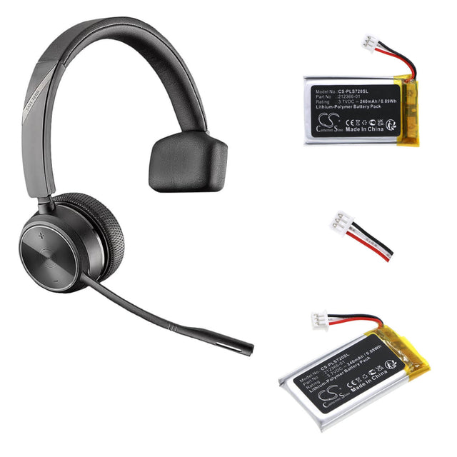 3.7V, Li-Polymer, 240mAh, Headset battery fits Poly, Plantronics, 212366-01, Savi 7200 Office, Savi 7210 Office, 0.89Wh Wireless Headset Cameron Sino Technology Limited