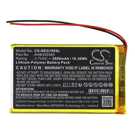 3.7V, Li-Polymère, 2800mAh, Batterie de console de jeu pour Snk, Ahb355585, Neo Geo X Gold Handheld Consol, 10.36Wh Console de jeu Cameron Sino Technology Limited