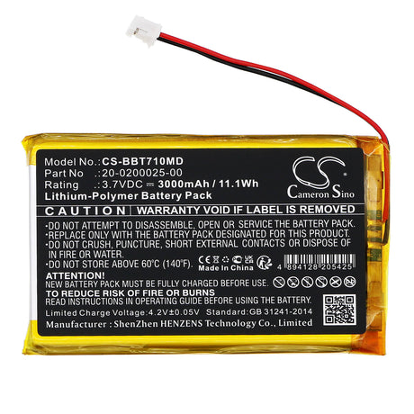 3.7V, Li-Polymer, 3000mAh, Medical battery fits Bistos, 20-0200025-00, Bt-710 Pulse Oximeter, 11.1Wh Medical Cameron Sino Technology Limited (Medical)