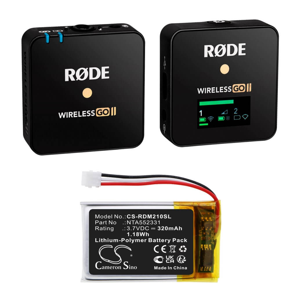 3.8V, Li-Polymer, 380mAh, Headset battery fits Rode, 0442-0053-01, Wireless Go Ii, 1.44Wh Wireless Headset Cameron Sino Technology Limited