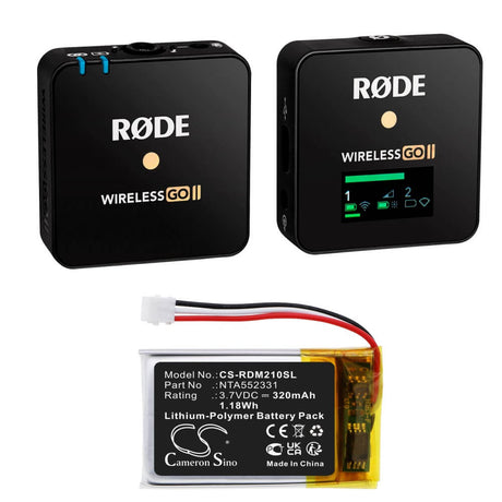 3.8V, Li-Polymer, 380mAh, Headset battery fits Rode, 0442-0053-01, Wireless Go Ii, 1.44Wh Wireless Headset Cameron Sino Technology Limited