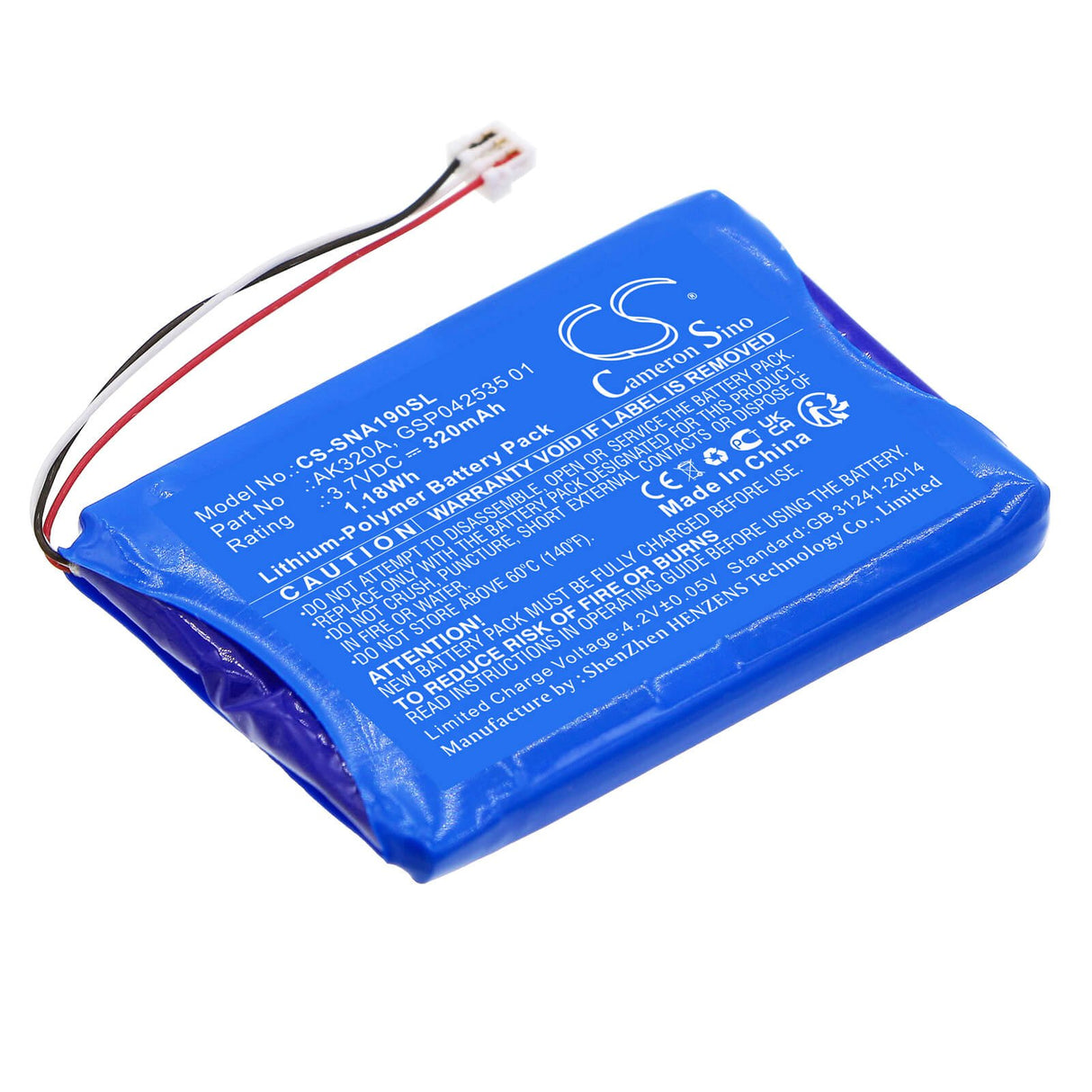 3.7V, Li-Polymer, 320mAh, Headset battery fits Agfeo, Snom, Ak320a, Ip Multi-cell, Multi-cell Headset, 1.18Wh Wireless Headset Cameron Sino Technology Limited