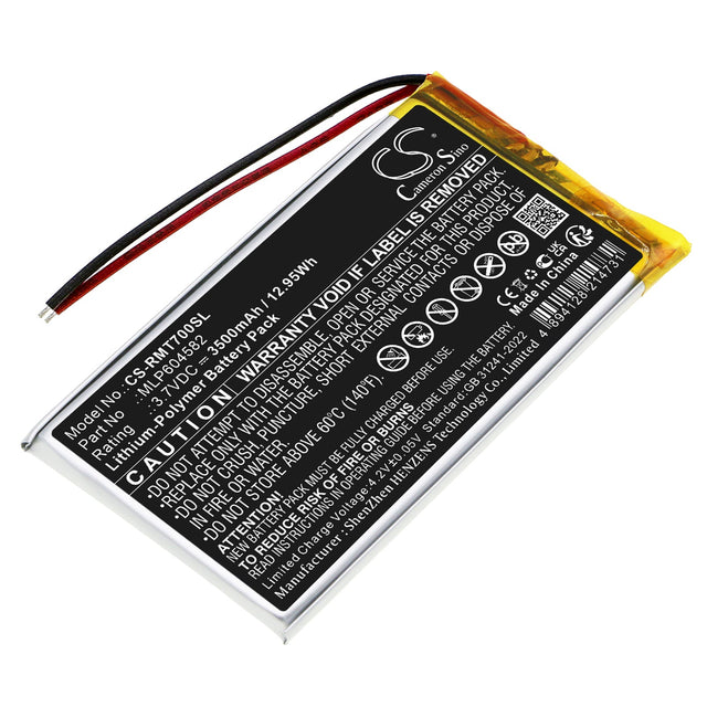 3.7V, Li-Polymer, 3500mAh, GPS, Navigator battery fits Rand Mcnally, Mlp604582, Tnd-70, 12.95Wh GPS, Navigator Cameron Sino Technology Limited