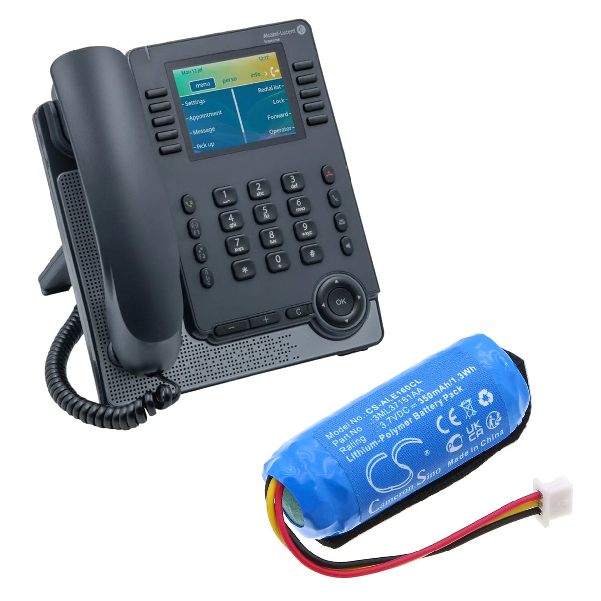 3.7V, Li-Polymer, 350mAh, Cordless Phone battery fits Alcatel-lucent, Ale-160 Wb, Ale-161 Wb, 1.3Wh Cordless Phone Cameron Sino Technology Limited (Cordless Phone)