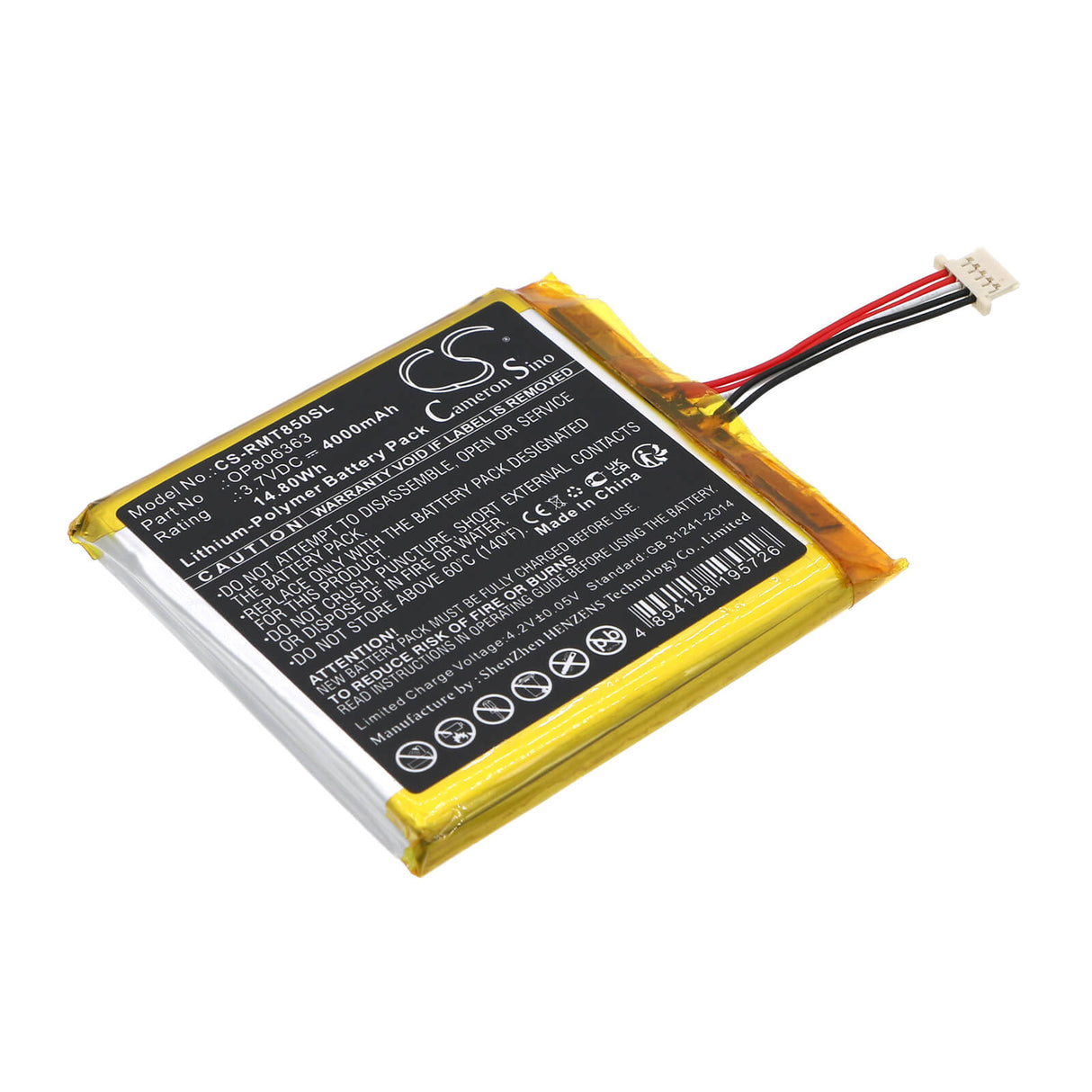 3.7V, Li-Polymer, 4000mAh, GPS battery fits Rand Mcnally, Op806363, Od7, Od8, 14.8Wh GPS, Navigator Cameron Sino Technology Limited