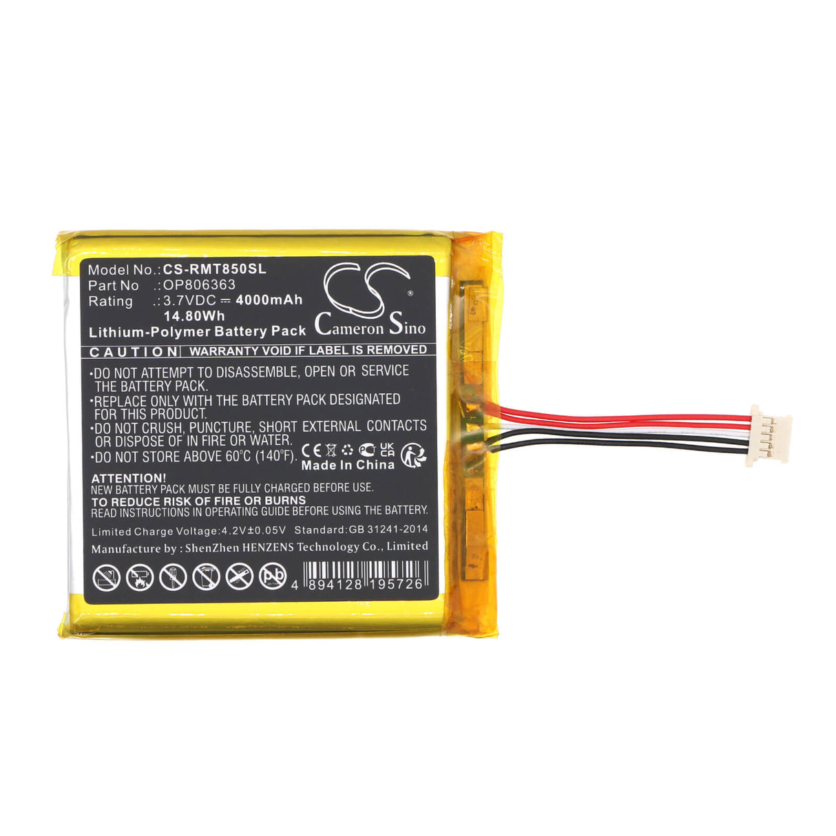 3.7V, Li-Polymer, 4000mAh, GPS battery fits Rand Mcnally, Op806363, Od7, Od8, 14.8Wh GPS, Navigator Cameron Sino Technology Limited