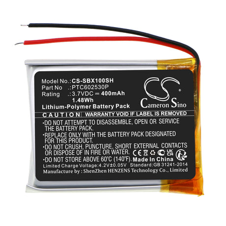 3.7V, Li-Polymer, 400mAh, Smartwatch battery fits Suunto, Ptc602530p, X10 Gps Watch, X10 Military Gps Watch, 1.48Wh Smartwatch Cameron Sino Technology Limited