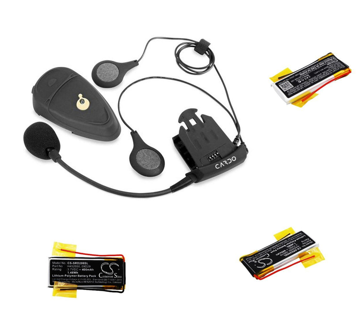 3.7V, Li-Polymer, 400mAh, Headset battery fits Scala Rider, Cardo, 09d29, Freecom 4+, Q2, 1.48Wh Wireless Headset Cameron Sino Technology Limited