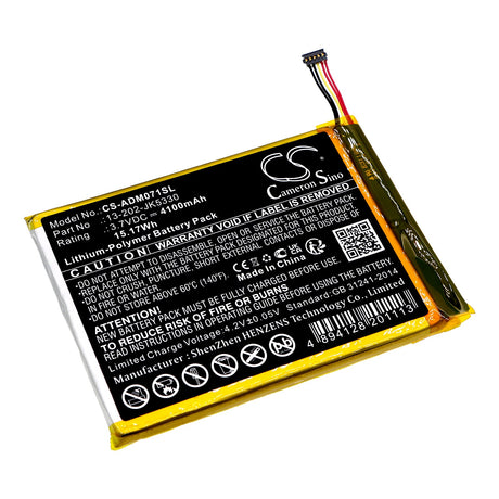 3.7V, Li-Polymer, 4100mAh, Tablet Battery fits Advantech, Mica-071, Mica-071-051, 15.17Wh Tablet Cameron Sino Technology Limited