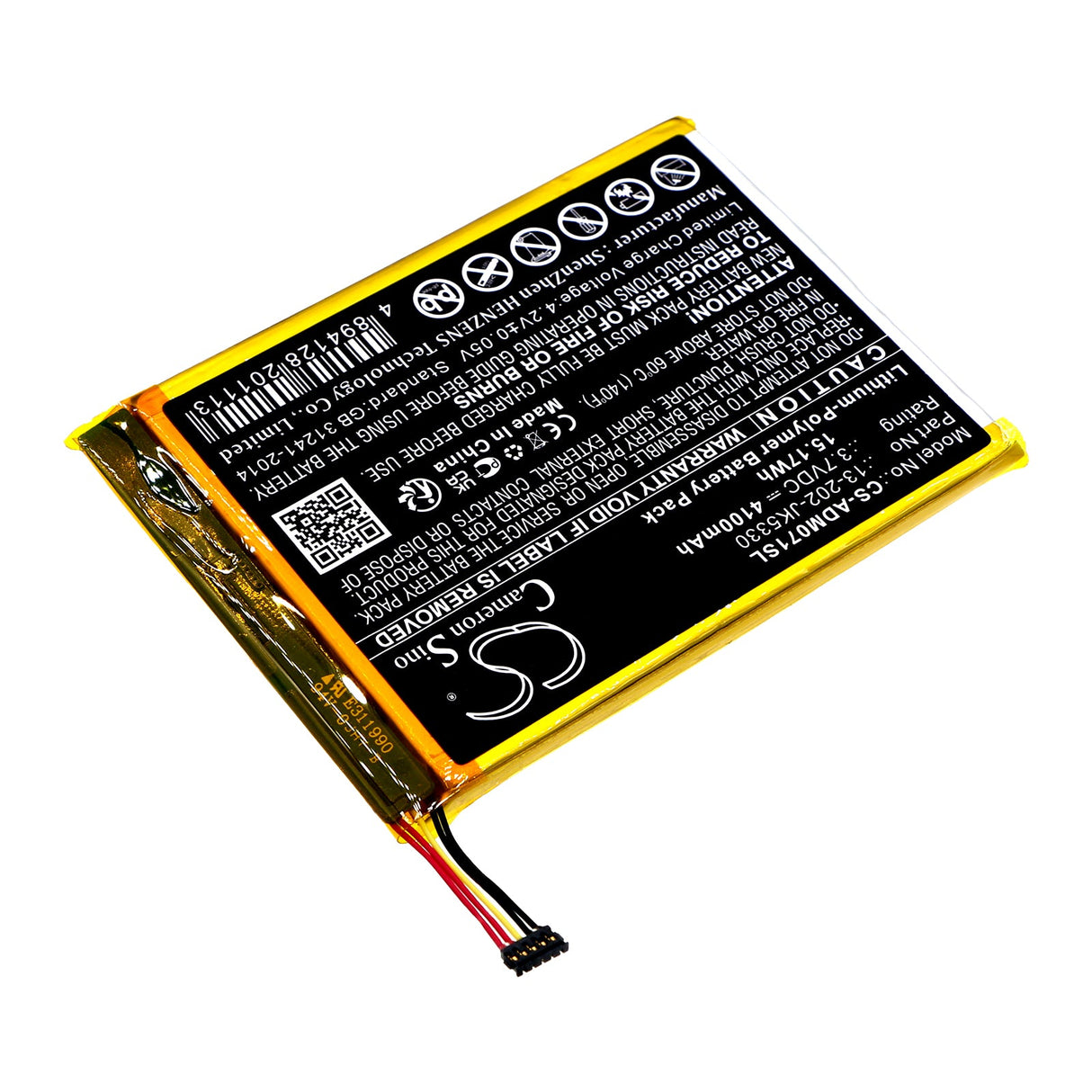 3.7V, Li-Polymer, 4100mAh, Tablet Battery fits Advantech, Mica-071, Mica-071-051, 15.17Wh Tablet Cameron Sino Technology Limited