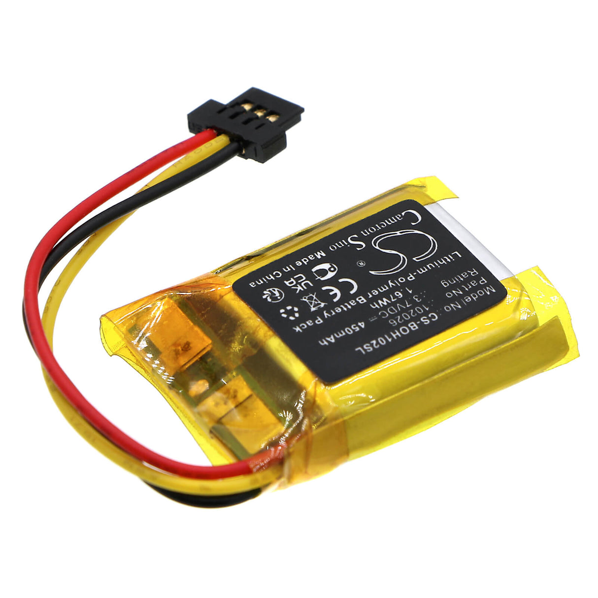 3.7V, Li-Polymer, 450mAh, Headset battery fits Bang & Olufsen, 102026, Beoplay Eq Charging Case, 1.67Wh Wireless Headset Cameron Sino Technology Limited