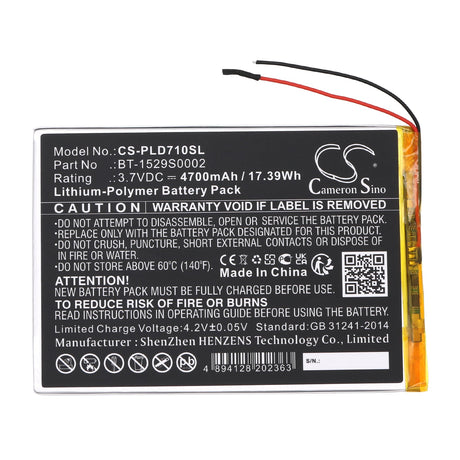 3.7v, Li-polymer, 4700mah, Tablet battery Fits Polaroid Mid1047, Mid1048, 17.39wh Tablet Cameron Sino Technology Limited   