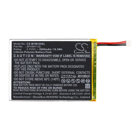 3.7V, Li-Polymer, 5000mAh, Tablet battery fits Micros, Mtablet, 18.5Wh Tablet Cameron Sino Technology Limited