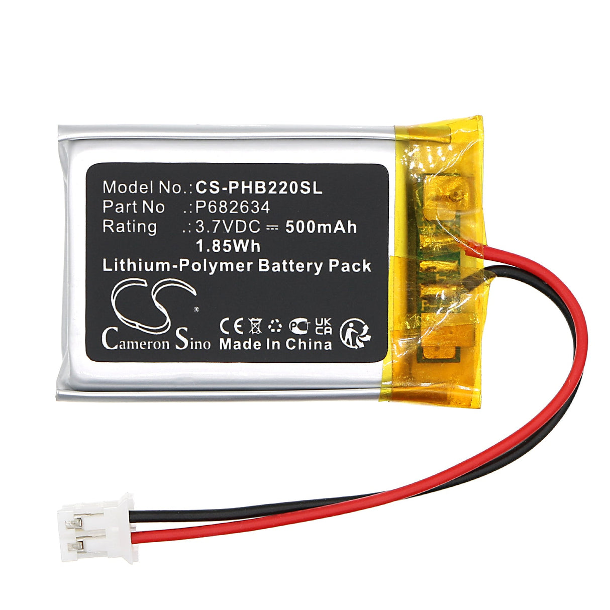 3.7V, Li-Polymer, 500mAh, Speaker battery fits Philips, Bt2200b, Bt2200b/27, 1.85Wh Speaker Cameron Sino Technology Limited