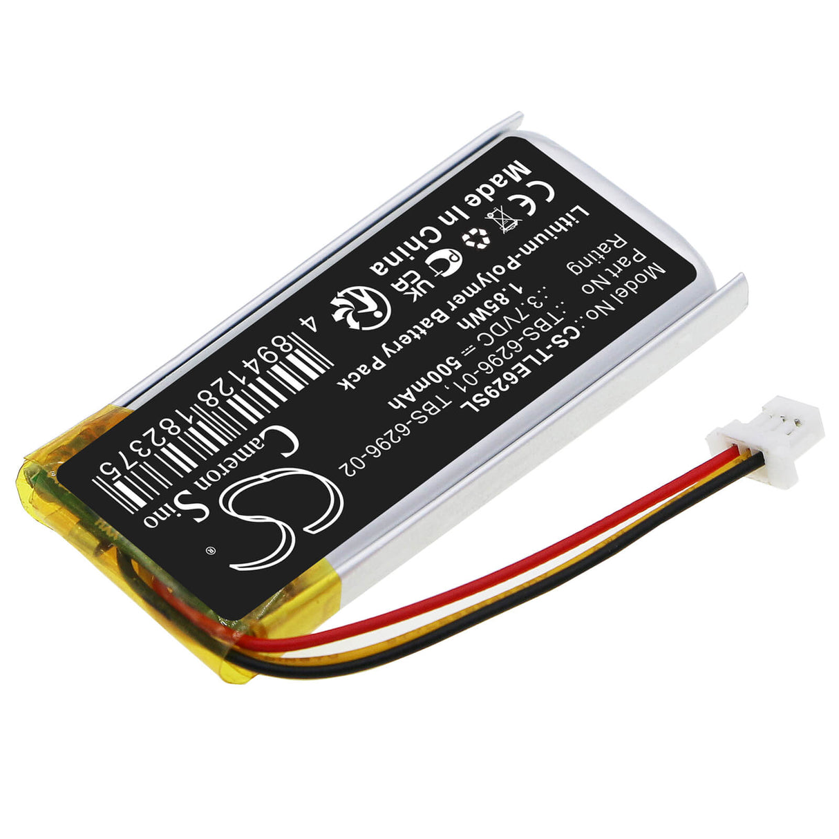 3.7V, Li-Polymer, 500mAh, Headset battery fits Turtle Beach, Tbs-6296-01, Elite Atlas Aero, Elite Atlas Aero Rx, 1.85Wh Wireless Headset Cameron Sino Technology Limited