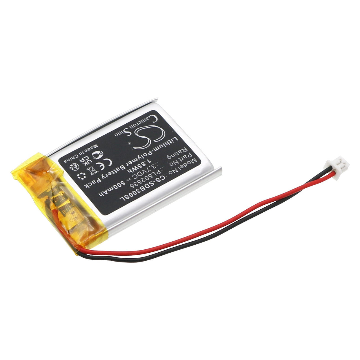 3.7V, Li-Polymer, 500mAh Home Security Camera Battery fits Simplisafe, Ssdb3, U9k-db3000, 1.85Wh Home Security Camera Cameron Sino Technology Limited   