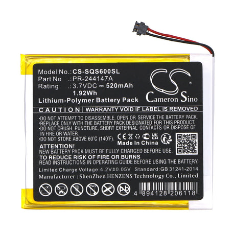 3.7V, Li-Polymer, 520mAh Payment Terminal Battery fits Square, S6, S8, 1.92Wh Payment Terminal Cameron Sino Technology Limited