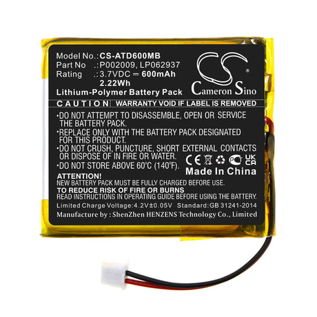 3.7v, Li-polymer, 600mah, Babyphone Battery Fits Alecto Dbx-60, 2.22wh BabyPhone Cameron Sino Technology Limited   
