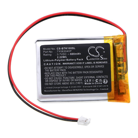 3.7V, Li-Polymer, 600mAh, Speaker battery fits Blaupunkt, Badradio Srb 10, Srb 10, 2.22Wh Speaker Cameron Sino Technology Limited