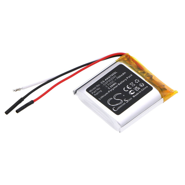 3.7V, Li-Polymer, 700mAh, Headset battery fits Akg, Gsp902540, N700nc, 2.59Wh Wireless Headset Cameron Sino Technology Limited
