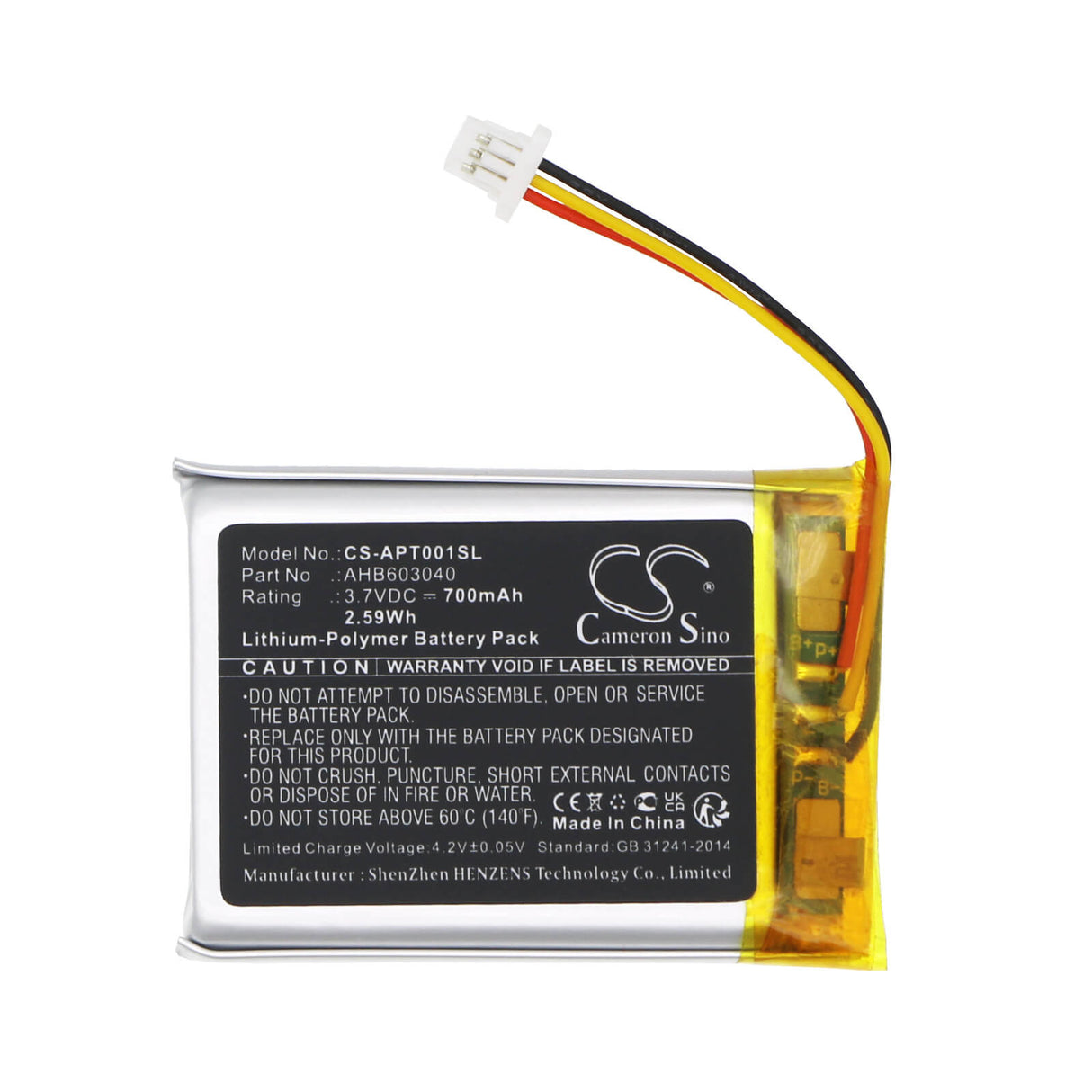 3.7V, Li-Polymer, 700mAh Headset Battery Fits Adidas, Rpt-01, 2.59Wh Wireless Headset Cameron Sino Technology Limited