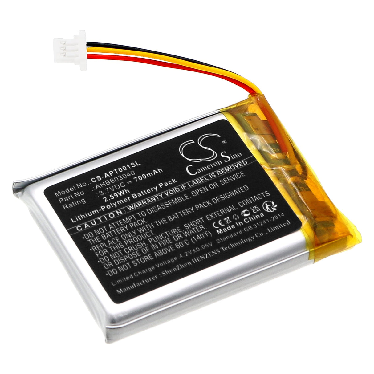 3.7V, Li-Polymer, 700mAh Headset Battery Fits Adidas, Rpt-01, 2.59Wh Wireless Headset Cameron Sino Technology Limited   