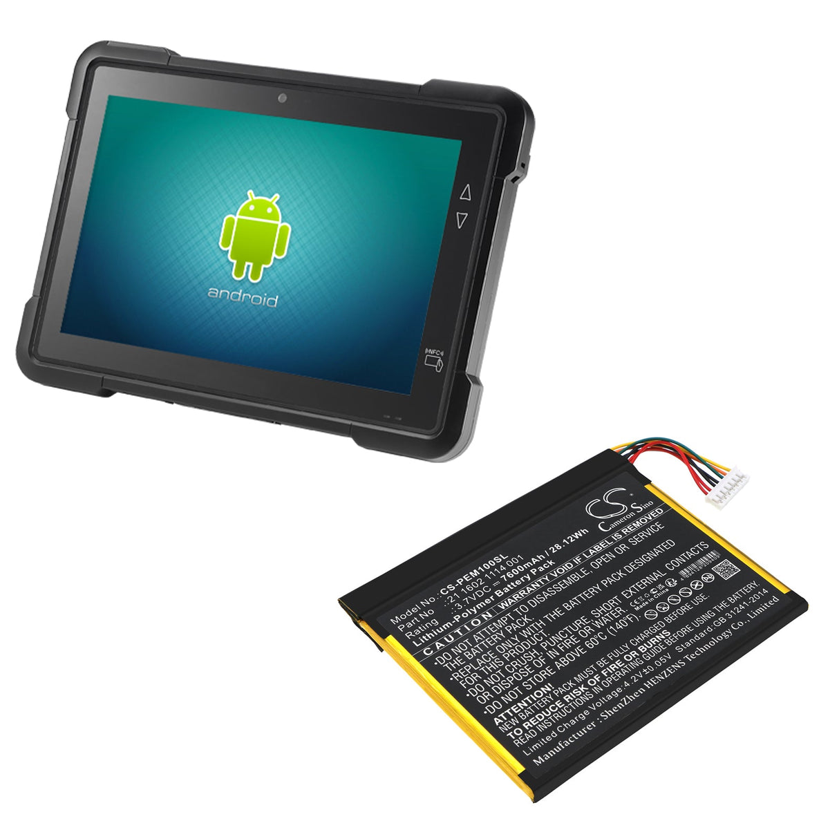 3.7V, Li-Polymer, 7600mAh, Tablet battery fits Partner, Em-100, 28.12Wh Tablet Cameron Sino Technology Limited