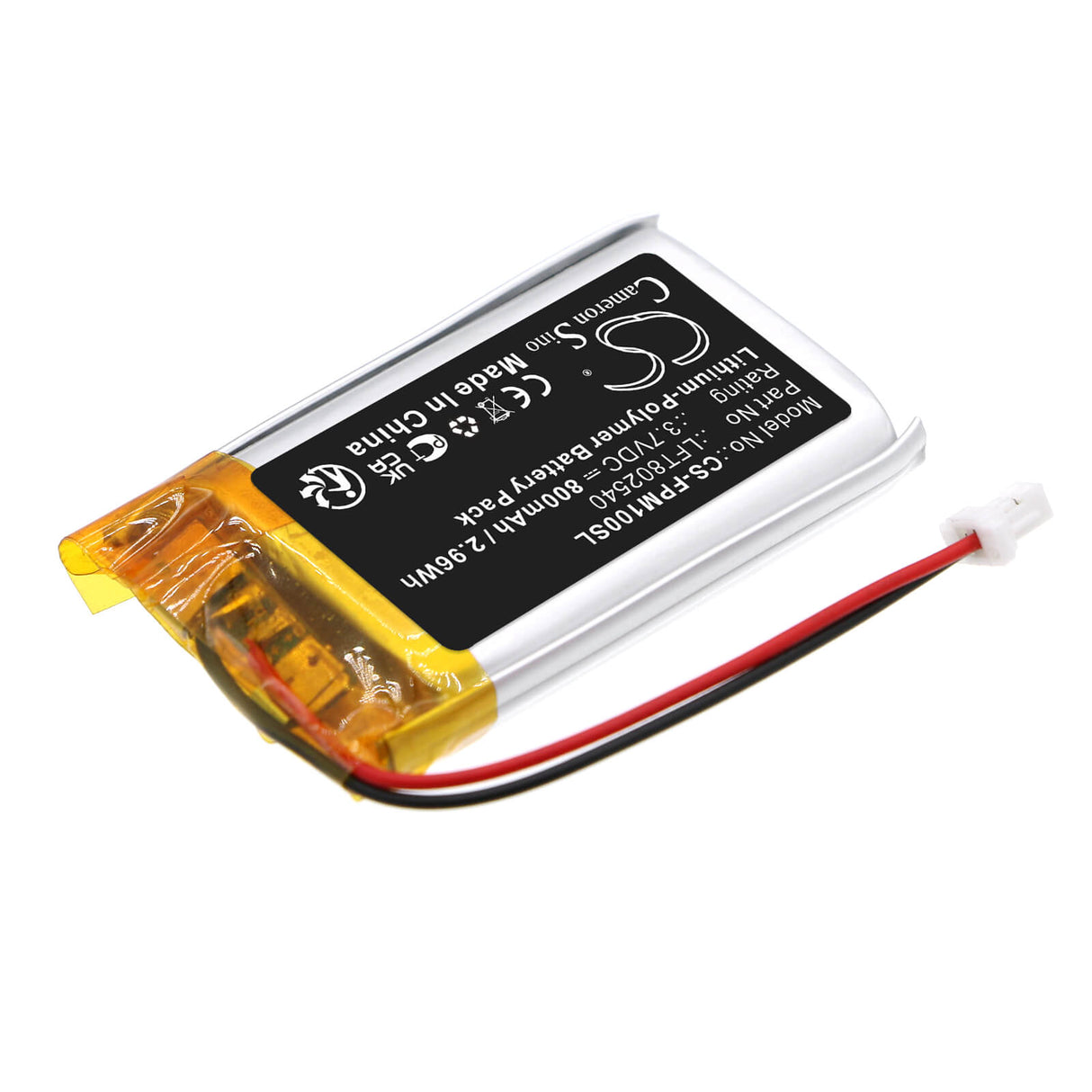 3.7V, Li-Polymer, 800mAh, Headset battery fits Fodsports, Lft802540, M1s Pro, 2.96Wh Wireless Headset Cameron Sino Technology Limited