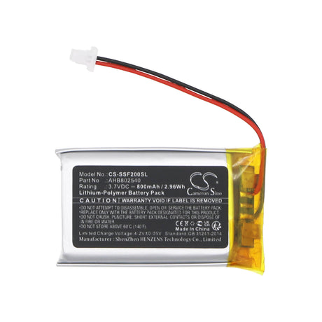 3.7V, Li-Polymer, 800mAh Headset Battery Fits Sena, Sf2, Sf4, 2.96Wh Wireless Headset Cameron Sino Technology Limited