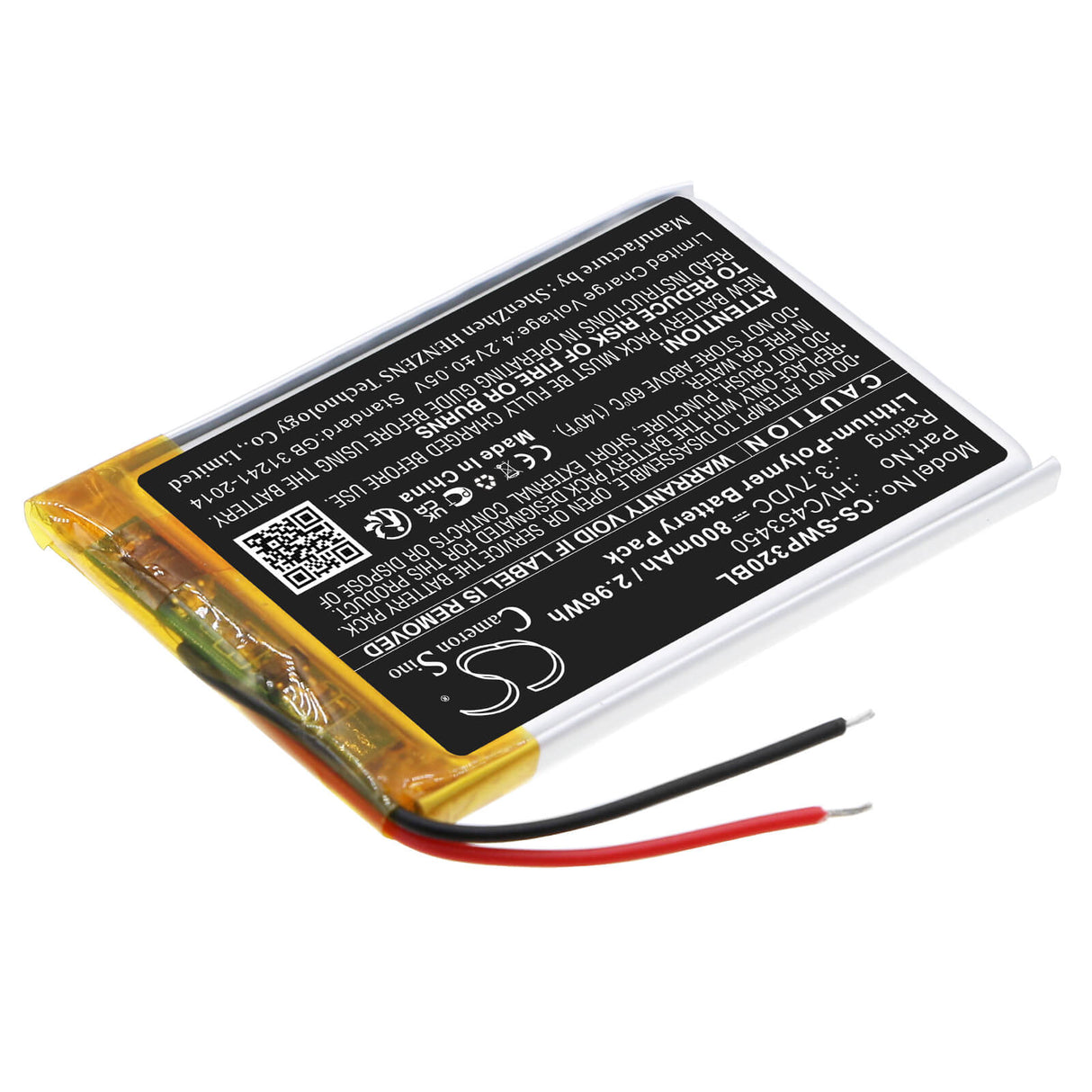 3,7V, Li-Polymer, 800mAh, Batterie de terminal de paiement compatible avec Stripe, Hvc453450, Wisepad 3, Wpc32, 2,96Wh Terminal de paiement Cameron Sino Technology Limited