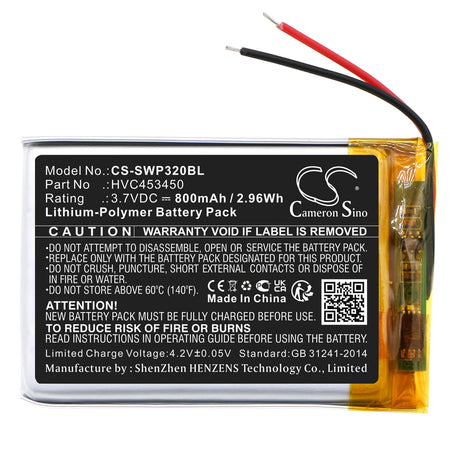 3.7V, Li-Polymer, 800mAh, Payment Terminal battery fits Stripe, Hvc453450, Wisepad 3, Wpc32, 2.96Wh Payment Terminal Cameron Sino Technology Limited