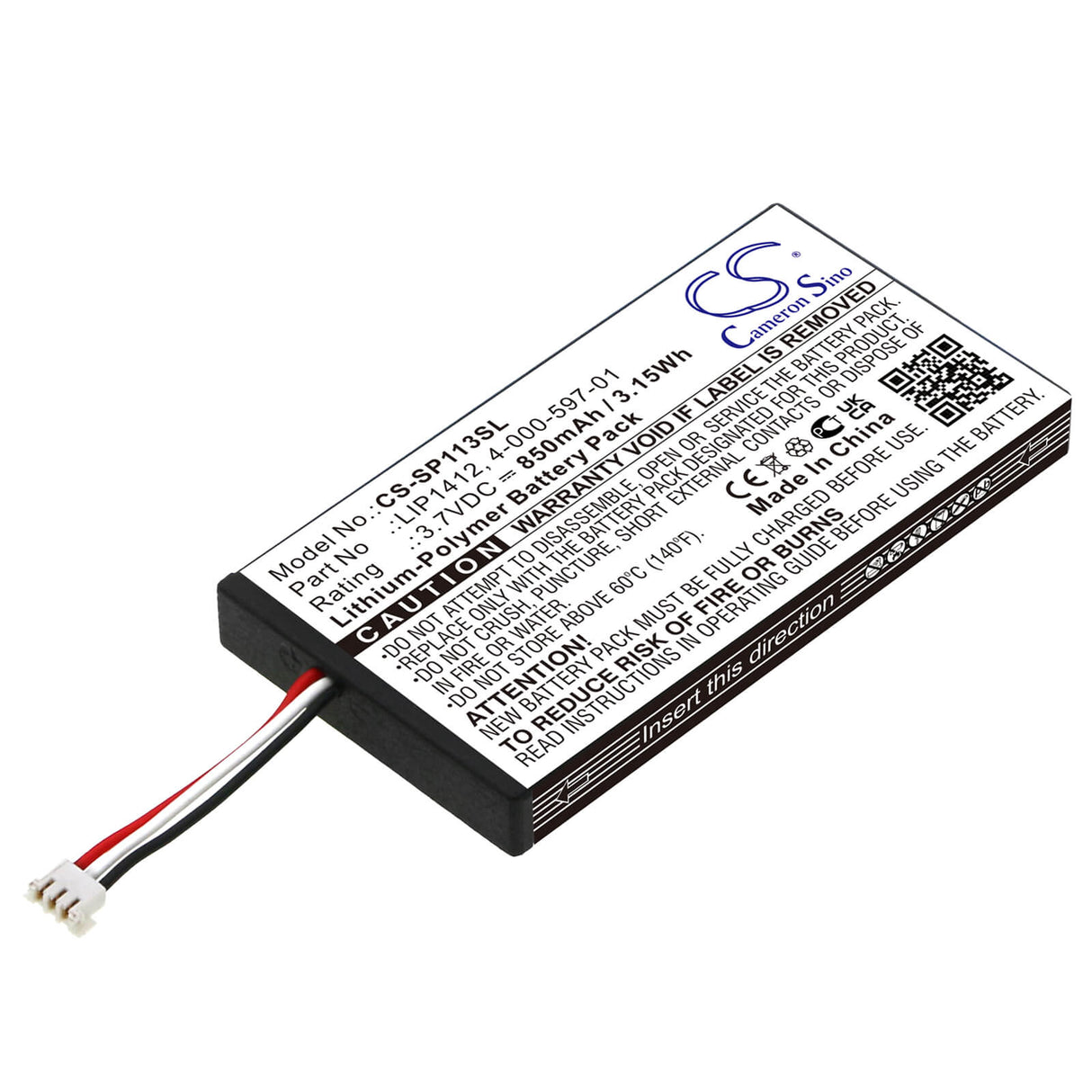 3.7V, Li-Polymer, 850mAh, Game Console battery fits Sony, 4-000-597-01, Psp Go, Psp-n100, 3.15Wh Game Console Cameron Sino Technology Limited