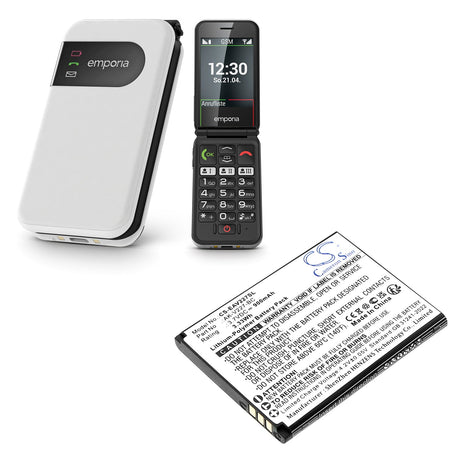 3,7V, Li-Polymère, 900mAh, Batterie de téléphone mobile, Smartphone compatible avec Emporia, Ak-v227-bc, Simplicityglam, V227, 3,33Wh Mobile, Smartphone Cameron Sino Technology Limited (Smartphone)