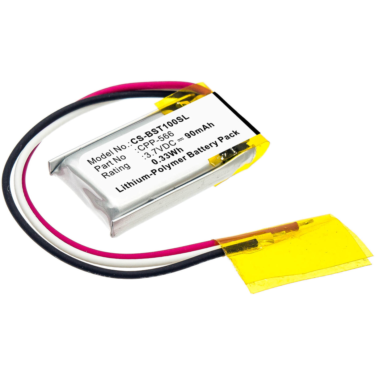 3.7V, Li-Polymer, 90mAh, Headset battery fits Beats, Cpp-566, Pb1, Pb2, 0.33Wh Wireless Headset Cameron Sino Technology Limited