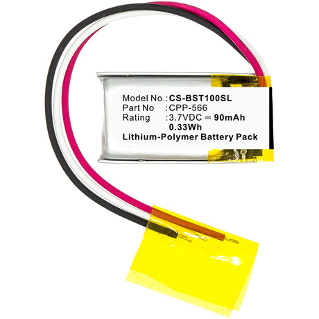 3.7V, Li-Polymer, 90mAh, Headset battery fits Beats, Cpp-566, Pb1, Pb2, 0.33Wh Wireless Headset Cameron Sino Technology Limited