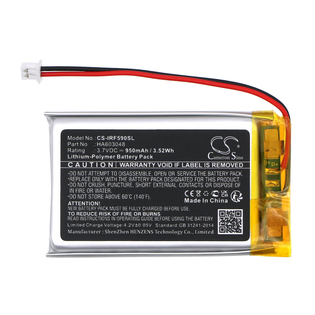 3.7V, Li-Polymer, 950mAh, Media Player battery fits Iriver, Ha603048, Ipf550, Ipf595, 3.52Wh Media Player Cameron Sino Technology Limited