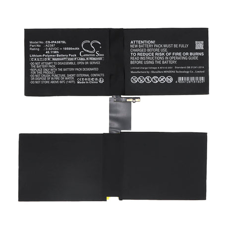 3.82V, Li-Polymer, 10500mAh, Tablet battery fits Apple, A2387, A2378, A2379, 40.11Wh Tablet Cameron Sino Technology Limited
