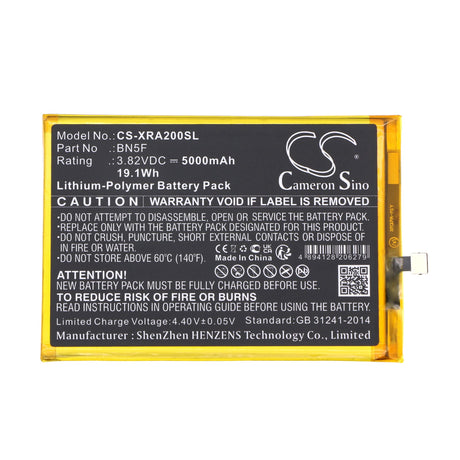 3.82V, Li-Polymer, 5000mAh, SmartPhone battery fits Xiaomi, Redmi, Bn5f, 23026rn54g, 23028rn4dg, 19.1Wh Mobile, SmartPhone Cameron Sino Technology Limited (Smartphone)