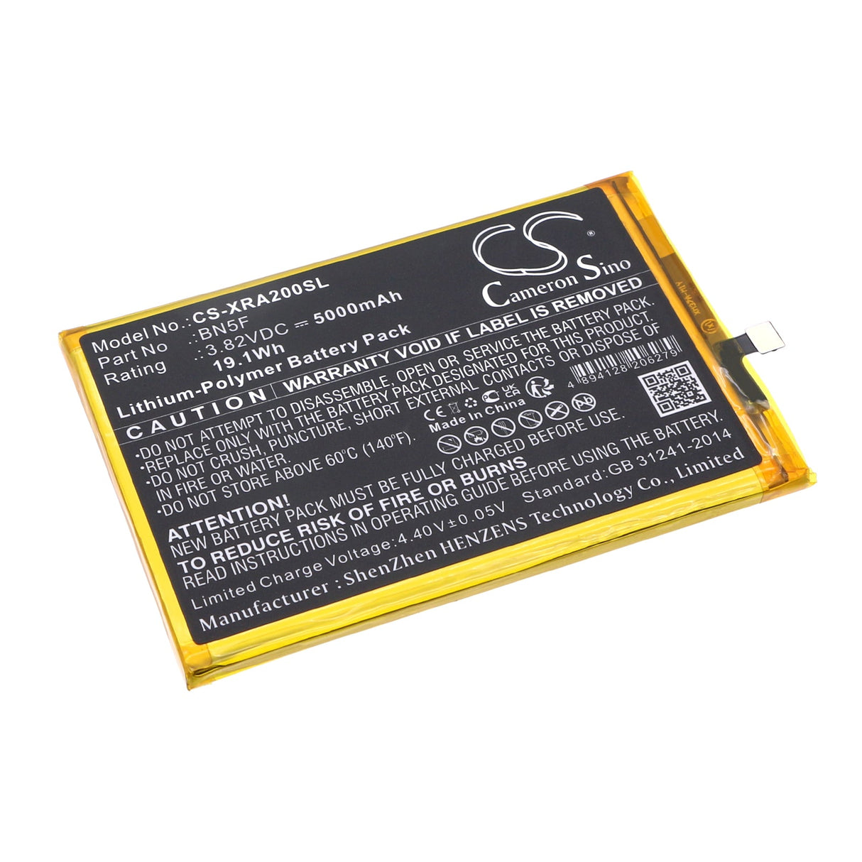 3.82V, Li-Polymer, 5000mAh, SmartPhone battery fits Xiaomi, Redmi, Bn5f, 23026rn54g, 23028rn4dg, 19.1Wh Mobile, SmartPhone Cameron Sino Technology Limited (Smartphone)