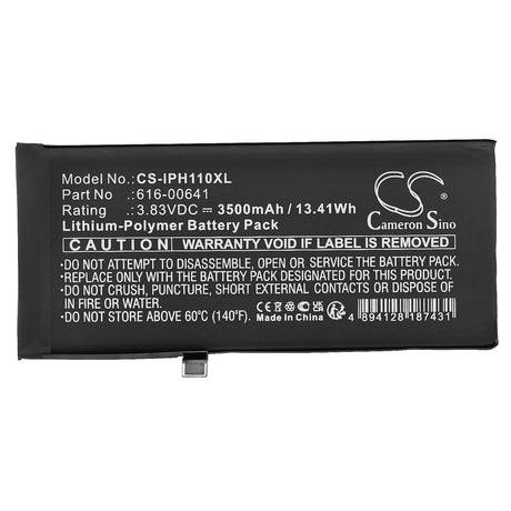 3.83V, Li-Polymer, 3500mAh, SmartPhone battery fits Apple, 616-00641, A2111, A2221, 13.41Wh Mobile, SmartPhone Cameron Sino Technology Limited (Smartphone)
