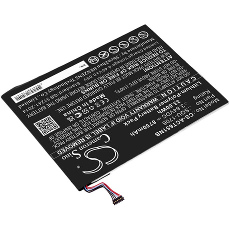 3.84V, Li-Polymer, 8750mAh, Tablet battery fits Acer, Kt.00201.004, Chromebook Tab 10, D651n, 33.60Wh Tablet Cameron Sino Technology Limited