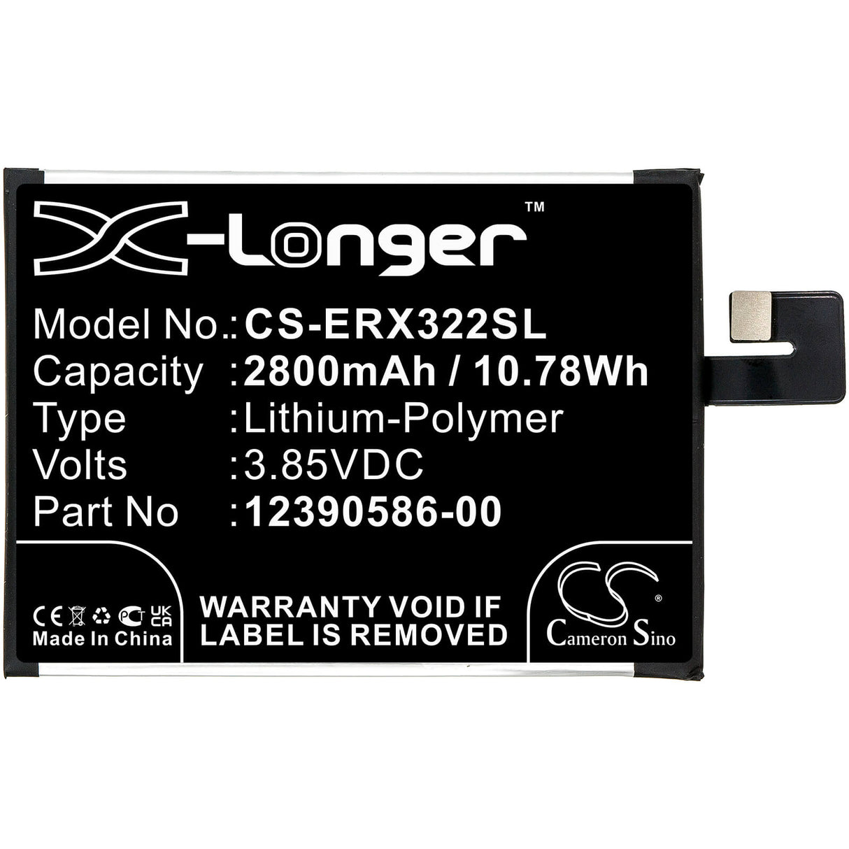 3.85V, Li-Polymer, 2800mAh, SmartPhone battery fits Sony, 12390586-00, I3223, I4213, 10.78Wh Mobile, SmartPhone Cameron Sino Technology Limited (Smartphone)