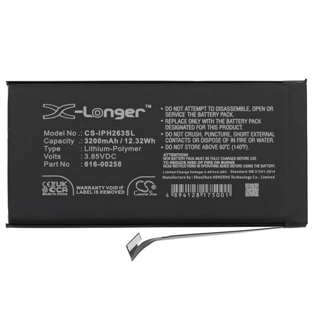 3.85V, Li-Polymer, 3200mAh, SmartPhone battery fits Apple, 616-00258, A2635, Iphone 13, 12.32Wh Mobile, SmartPhone Cameron Sino Technology Limited (Smartphone)