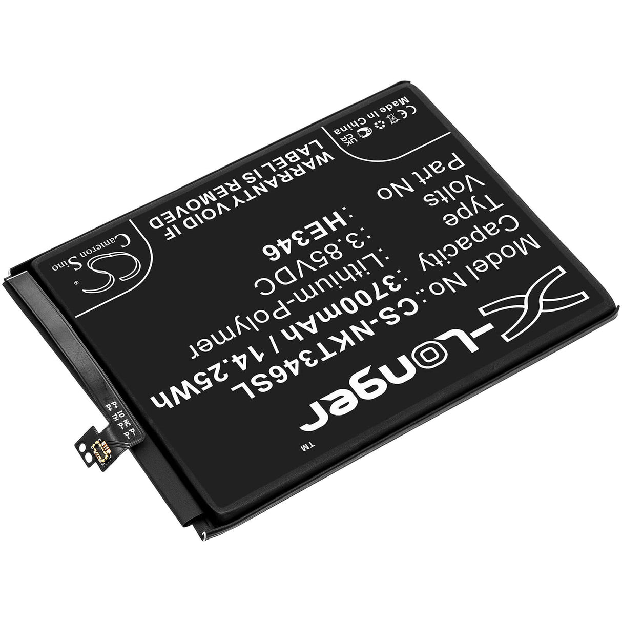 3.85V, Li-Polymer, 3700mAh, SmartPhone battery fits Nokia, He346, 7 Plus, Ta1046, 14.25Wh Mobile, SmartPhone Cameron Sino Technology Limited (Smartphone)