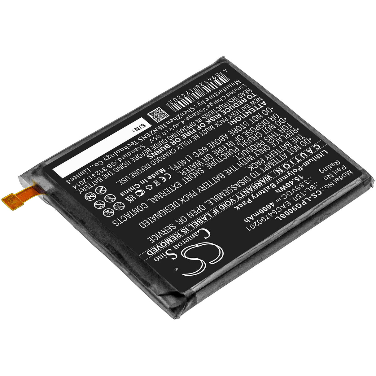 3.85V, Li-Polymer, 4000mAh, SmartPhone battery fits Lg, Bl-t50, G900b, G900em, 15.4Wh Mobile, SmartPhone Cameron Sino Technology Limited (Smartphone)