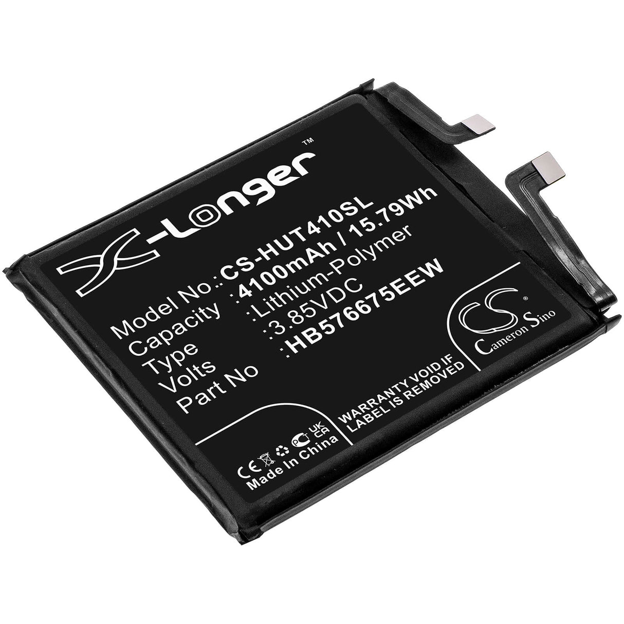3.85V, Li-Polymer, 4100mAh, SmartPhone battery fits Huawei, Hb576675eew, Mate 40 Pro, Noh-an00, 15.79Wh Mobile, SmartPhone Cameron Sino Technology Limited (Smartphone)