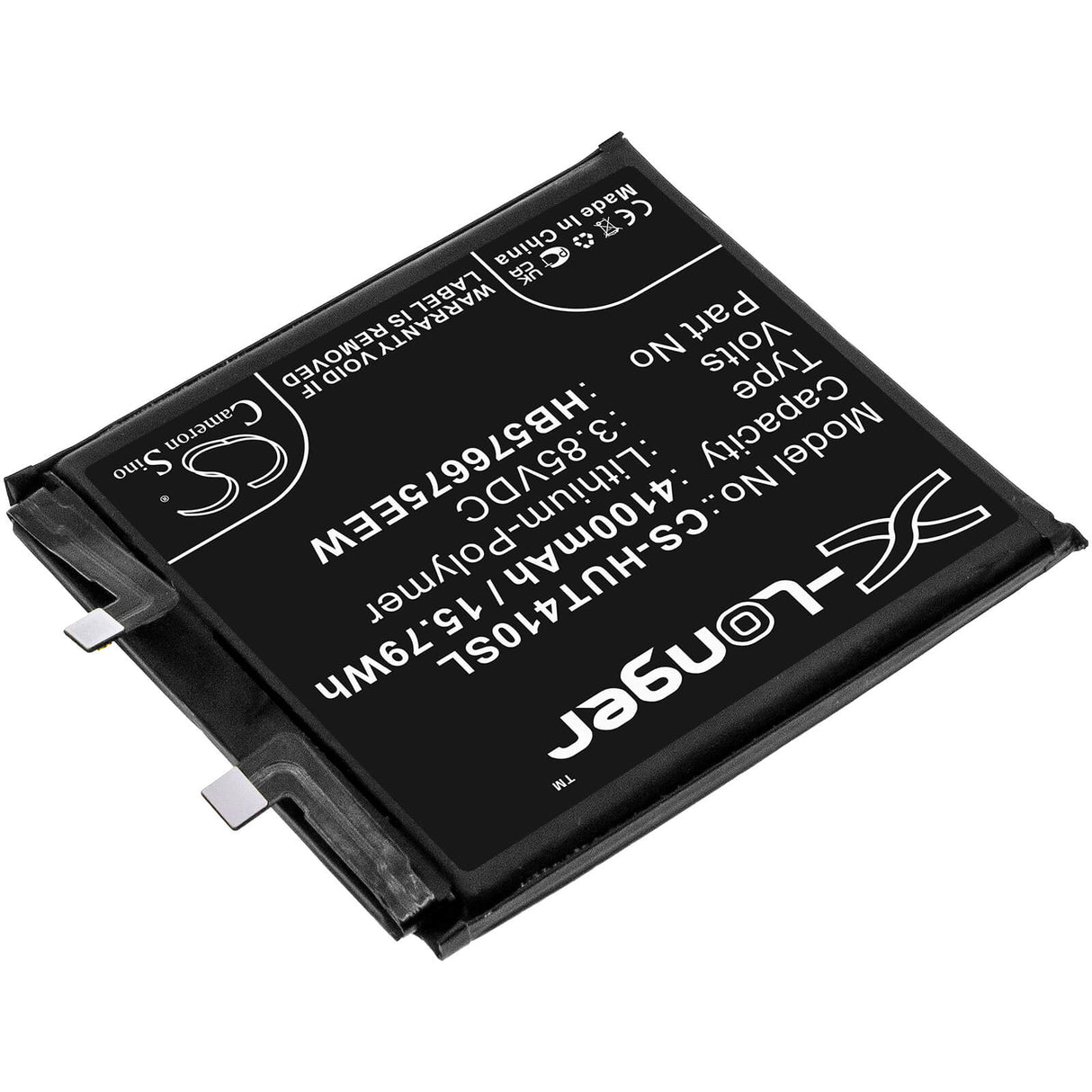 3.85V, Li-Polymer, 4100mAh, SmartPhone battery fits Huawei, Hb576675eew, Mate 40 Pro, Noh-an00, 15.79Wh Mobile, SmartPhone Cameron Sino Technology Limited (Smartphone)